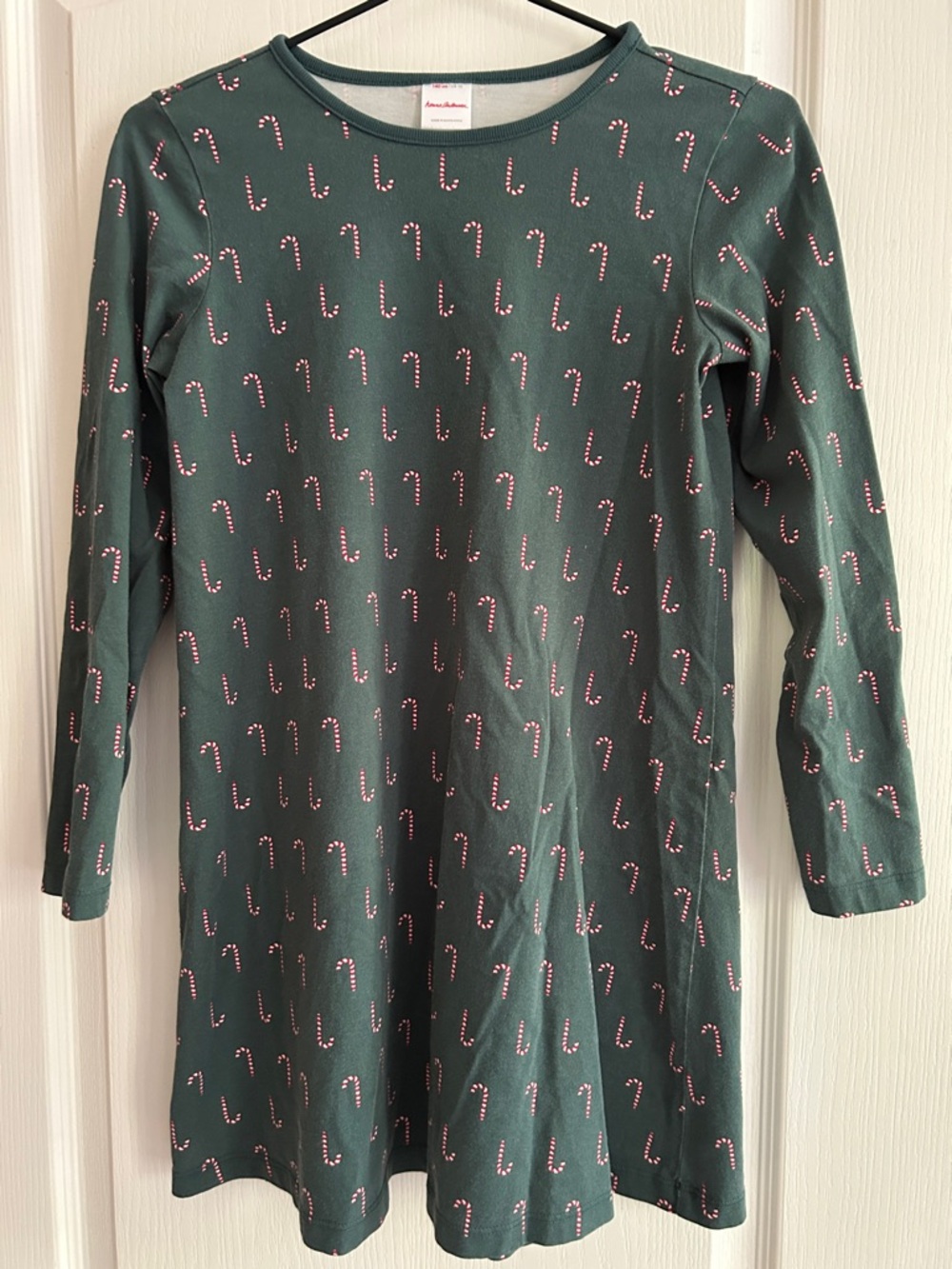 Hanna Andersson 140 10 Girls Long Sleeve candy Cane Christmas Dress Green Red